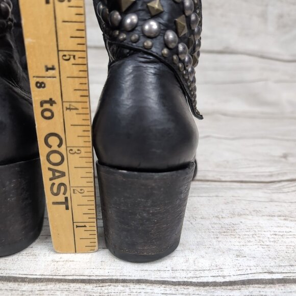 Old Gringo Studded Black Leather Heeled Biker Moto Boots Women Size 7.5 - Picture 7 of 13
